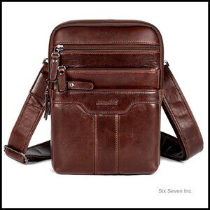 Genuine Leather Messenger Bag Vintage Retro Style Business Travel Sling Shoulder